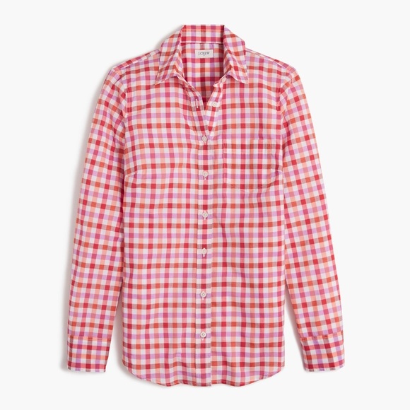 J. Crew Pink Gingham Plaid Cotton Button Up Shirt in Signature Fit NWT Size S - Picture 12 of 12